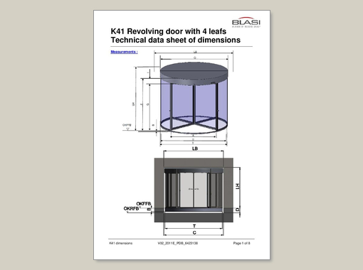 K41 Revolving Door Product Data Sheet, Dimensions