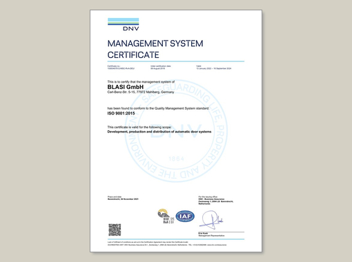 BLASI ISO 9001 Certificate